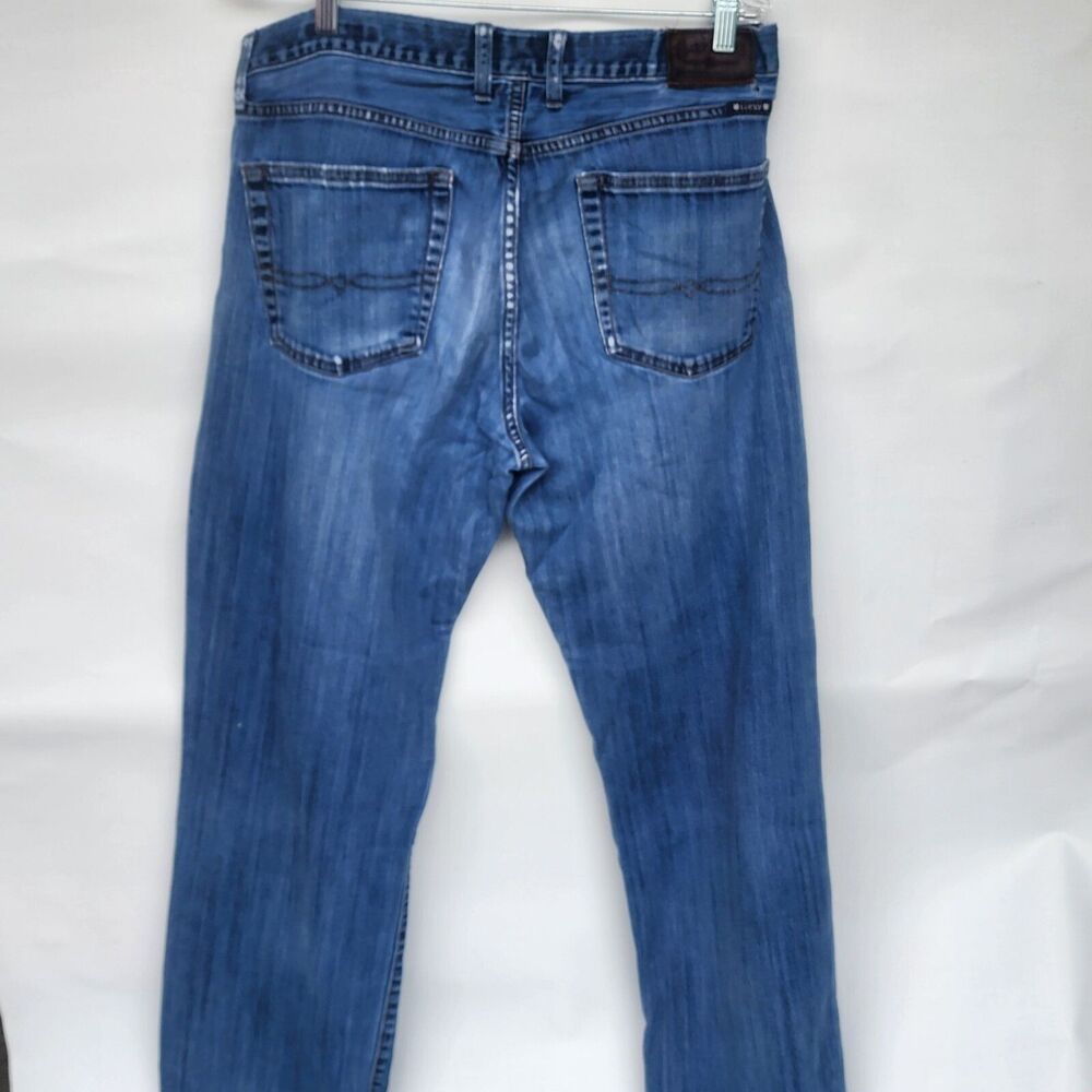 Lucky Brand Mens Distressed Blue Jeans 36x32 Straight Fit Medium Wash Denim